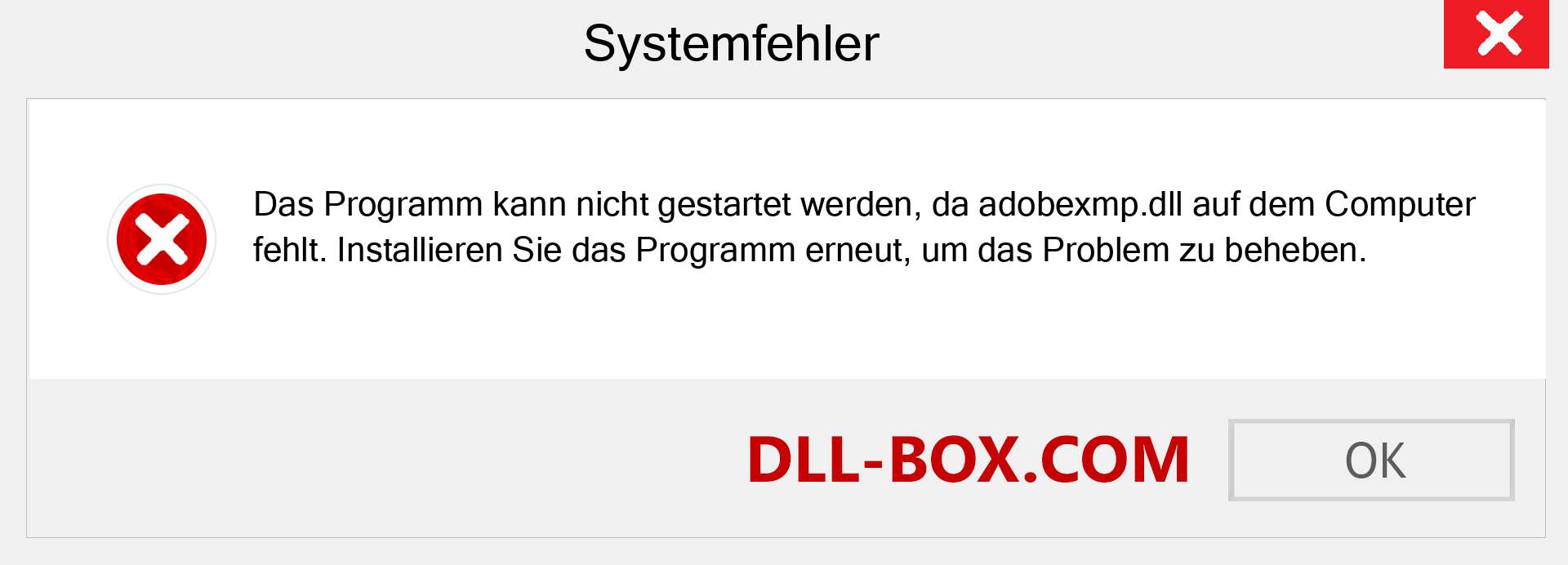 adobexmp.dll-Datei fehlt?. Download für Windows 7, 8, 10 - Fix adobexmp dll Missing Error unter Windows, Fotos, Bildern