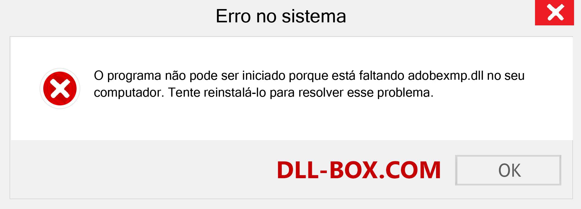 Arquivo adobexmp.dll ausente ?. Download para Windows 7, 8, 10 - Correção de erro ausente adobexmp dll no Windows, fotos, imagens